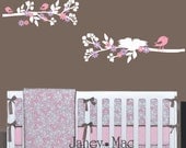 Nursery Wall Decal Branches and Birds with Nest - Flowers Branch - Children's Bedroom Vinyl Wall Decor - Shabby Chic - CT119