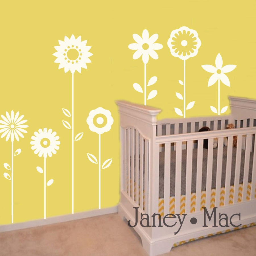 Large Flower Wall Decals - Oversized Vinyl Wall Art Sticker - Stencil Wall Decor - CT102B