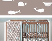 Modern Ocean Whale Wall Decal - Children's Bedroom - Nursery Boy Girl - Vinyl Wall Art Room Decor Sticker - CS100A