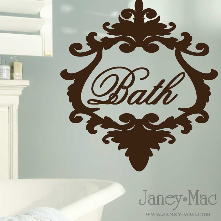 Bath Wall Decal Damask French - Bathroom Vinyl Wall Art Sticker Decor - HWL101B
