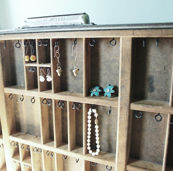 Antique printers typeset drawer for jewelry