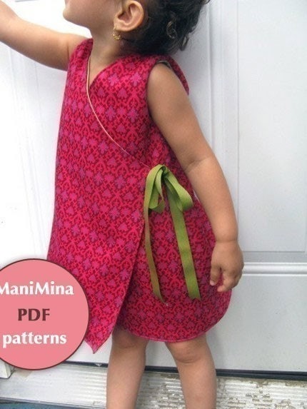 PDF pattern -Ruffled kimono dress - 12m up to 4T- Easy sewing -