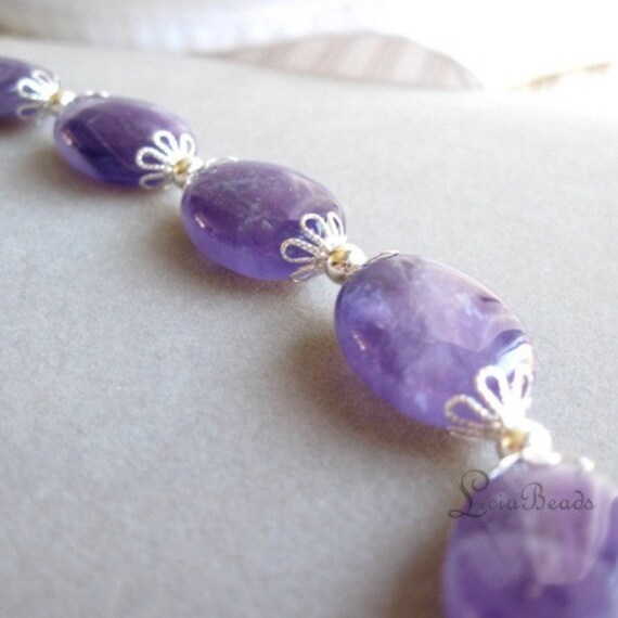 Chunky Amethyst gemstone necklace with sterling silver beads