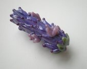 Lavender Glass Bead Medium Size in Purple Rose with Summer Blooms and French Lavender Sachet Buds
