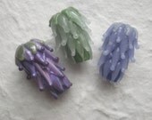 Lavender Glass Bead Set of Three Small Size in Purple Rose, Green and Pale Purple Color with French Lavender Sachet Buds