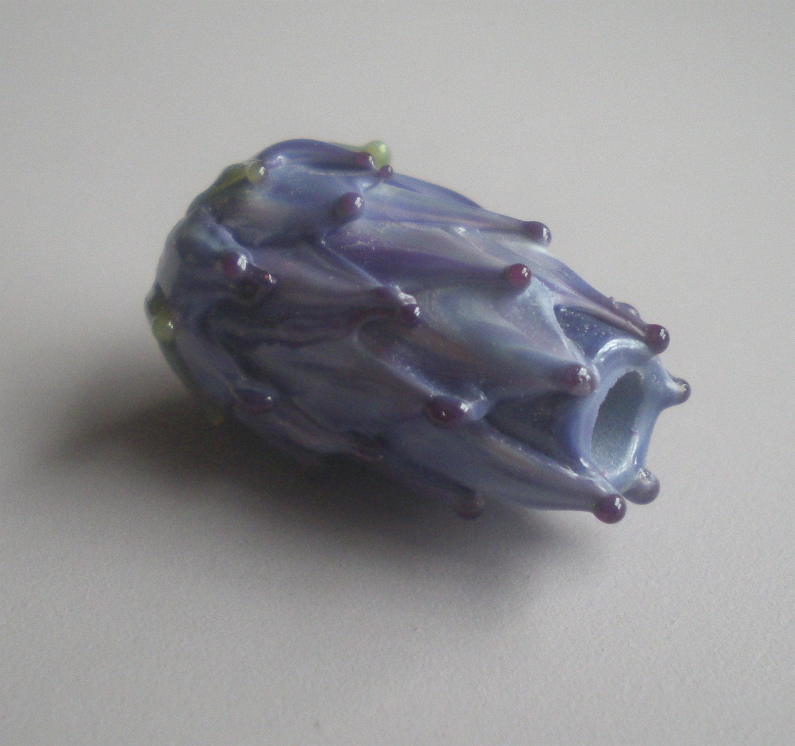 Spanish Lavender Glass Bead in Purple Rose and Pistachio Green with French Lavender Sachet Buds