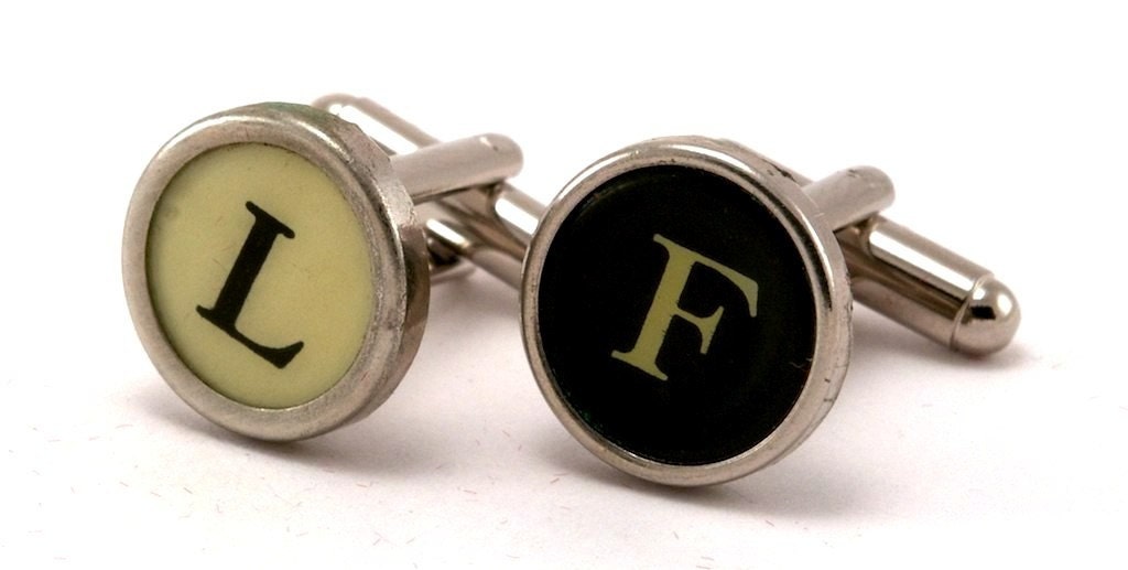 Typewriter Cuff Links - Men's Cufflinks Black & White Keys - You Choose