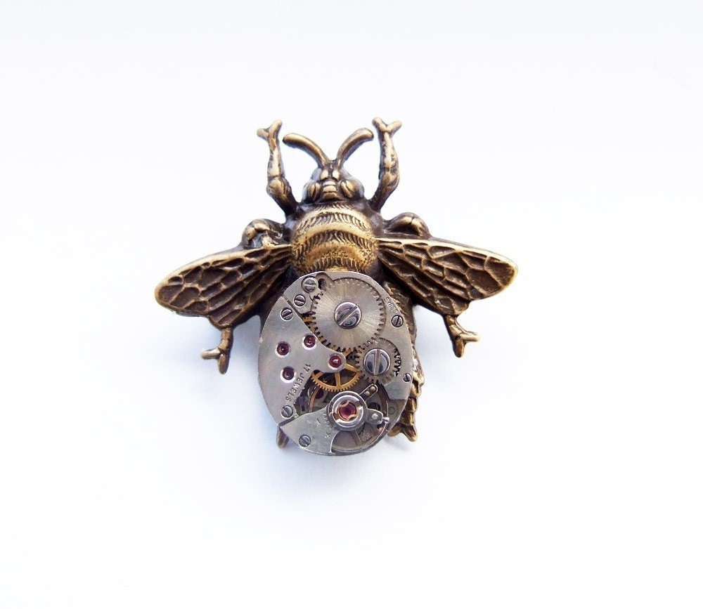 Steampunk bee brooch