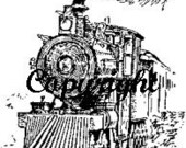 VINTAGE TRAIN NEW mounted rubber stamp