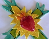 Cinco de Mayo large ceramic cross with sacred heart