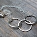 Silver Chain Bracelet, Hammered Circles, Fine Silver, Sterling Silver, Triple Rings, Infinity 3