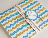 Printable and Editable Card, Envelope and Matching Gift Tags (PDF Blank Inside) - Yellow and Blue Scallop