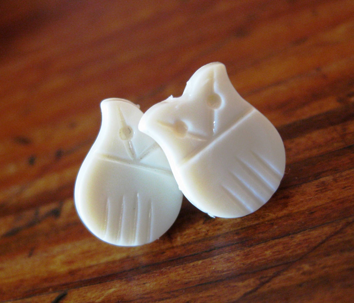 Vintage White Owl Findings Post Earrings