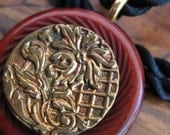 Vintage Floral Button "Golden Patina" Necklace