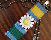 Vintage Military Ribbon "Blooming Daisy" Bar Necklace