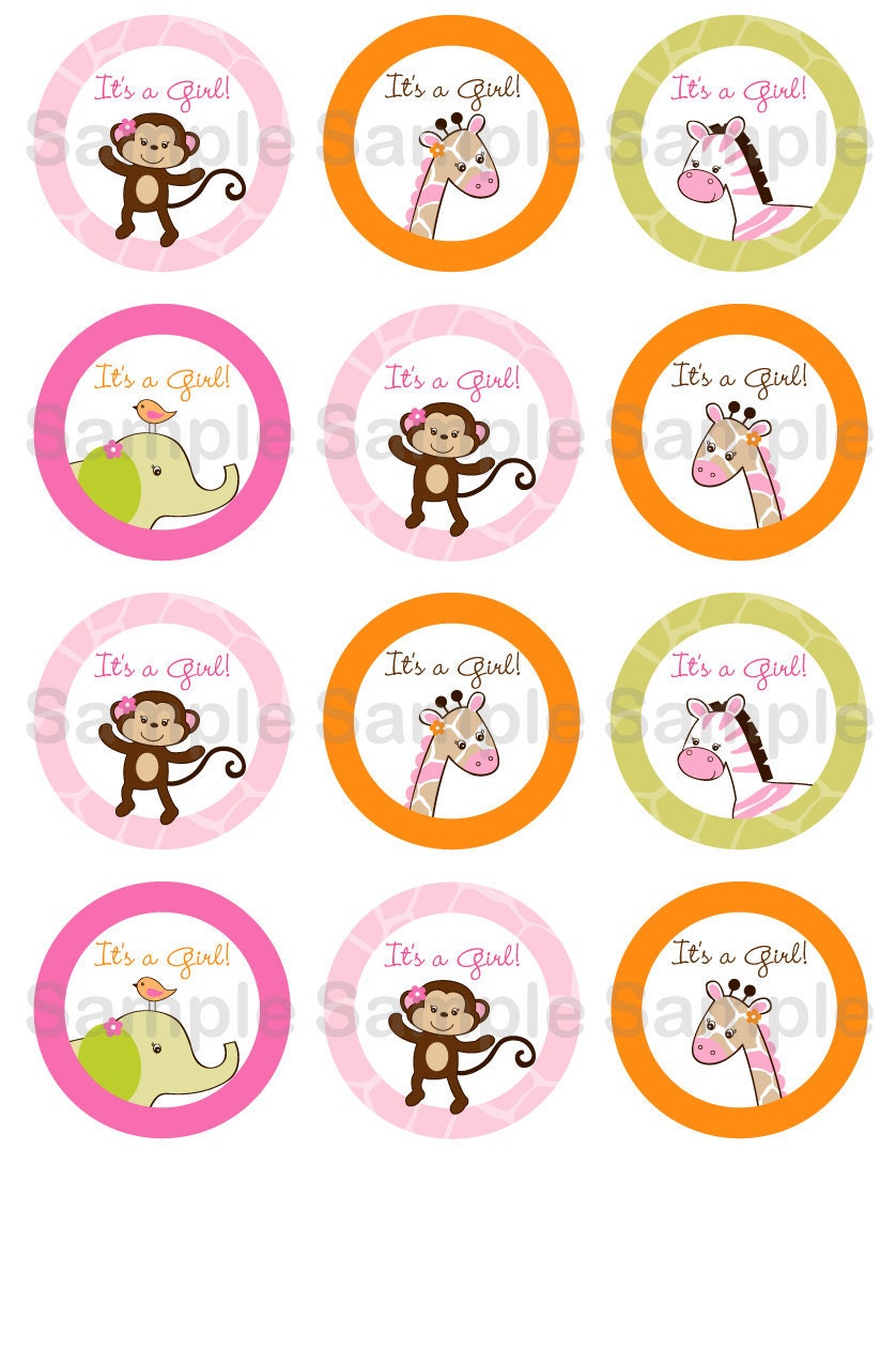 Safari Girl Jungle Animal Printable Cupcake Toppers INSTANT DOWNLOAD