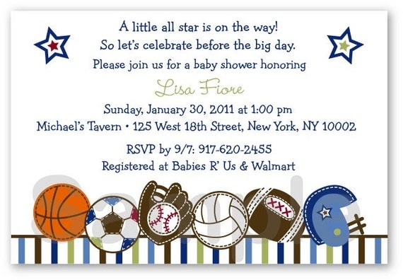 Play Ball Sports Printable Baby Shower Invitation
