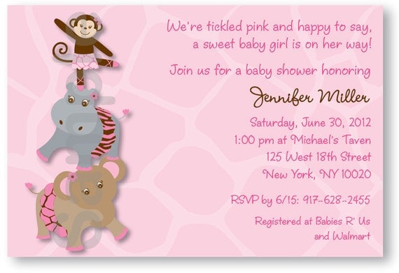 Tutu Jungle Animal Ballerina Printable Baby Shower Invitation Il_570xn