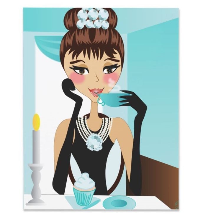 Invitation Holly Golightly Cupcake Party Invitations art Set of 10 with envelopes and matching stickers