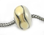BIG Ivory Stone - Mees and Merel lampwork bracelet sliderbead with sterling silver core