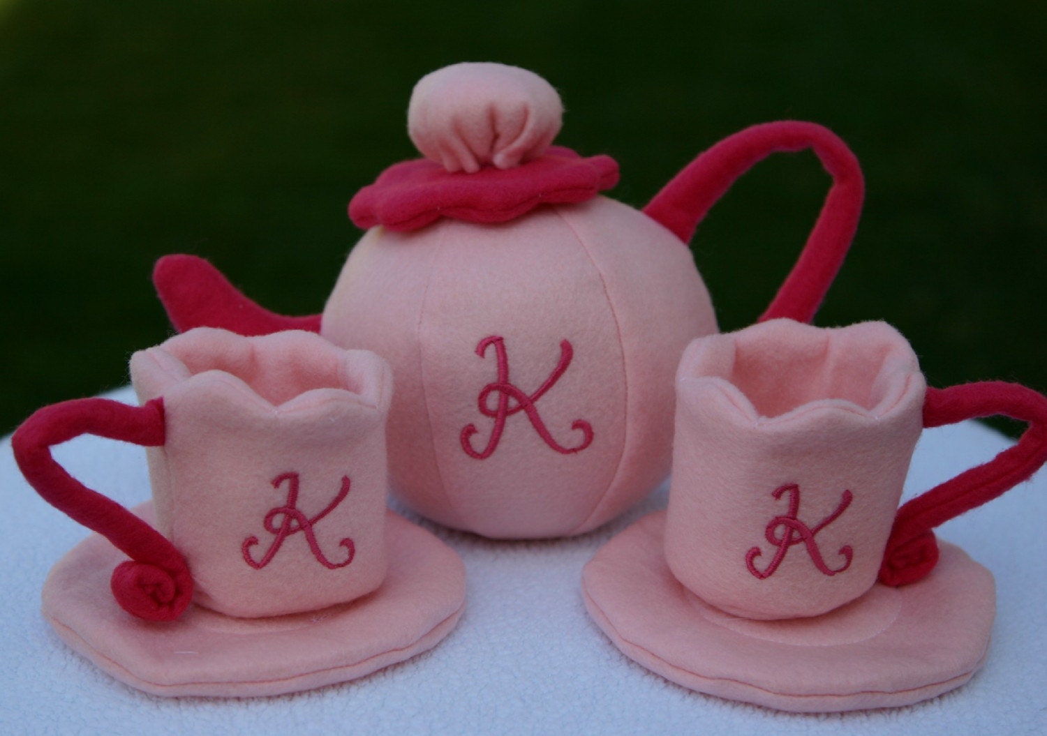 Monogrammed Felt Tea Set