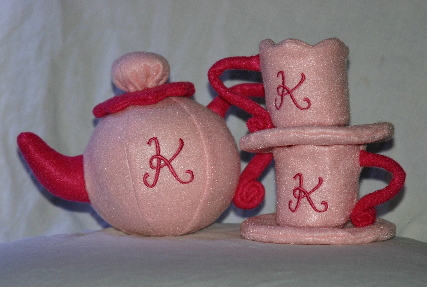 Monogrammed Felt Tea Set