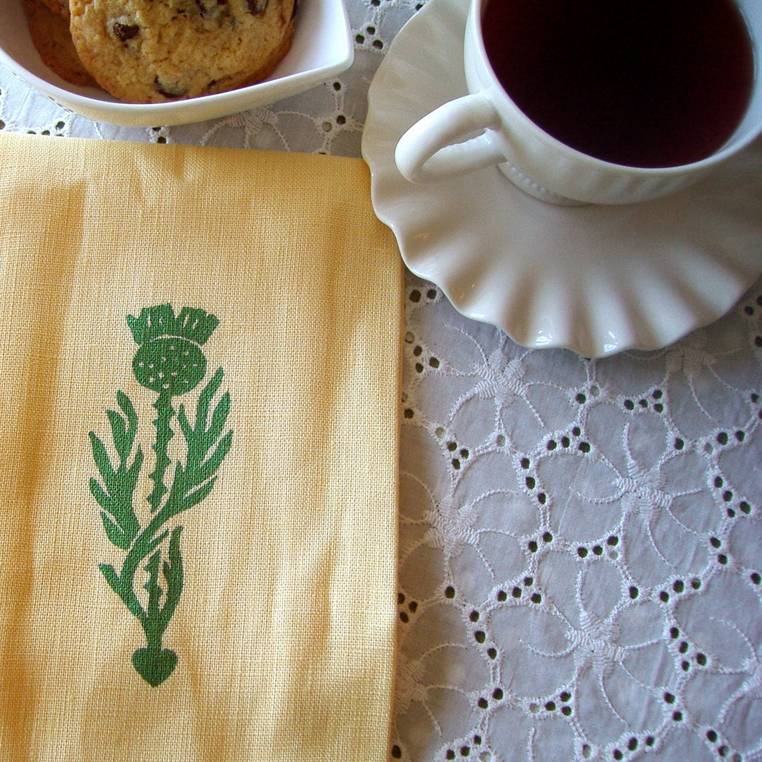Thurston - set of two linen napkins with scottish thistle silk-screen design