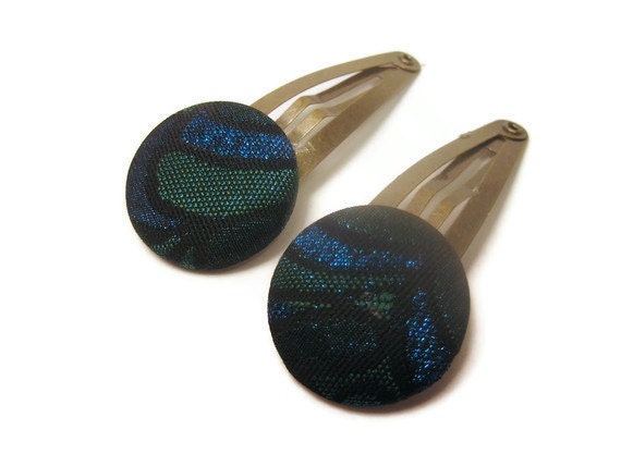 Fabric Button Hair Clip - Brocade Hair Clip - EcoChic - Birthday Gift for Woman