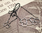 Simple Impact Tiny Silver Bubble Necklace - Forged Sterling - Organic Shapes