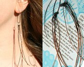 Long Copper Thread Earrings - Brilliant Hammered Copper
