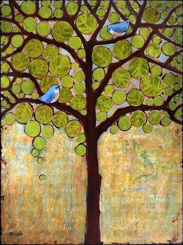 Tree Birds Art Print 8X10 Wall Decor, bluebirds, wall art