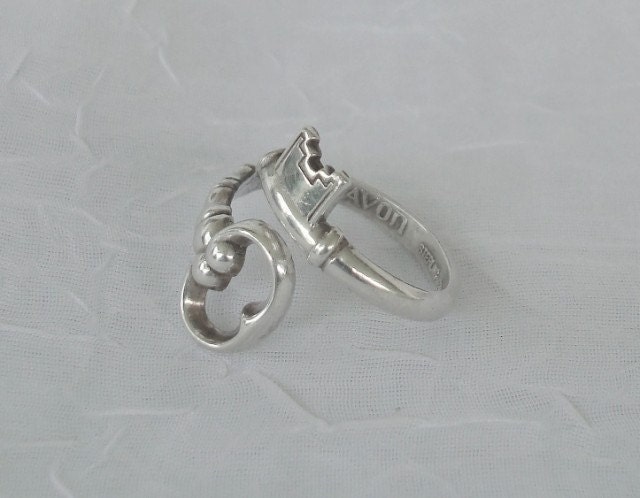 Vintage Sterling Silver Skeleton Key Bypass Spoon Ring dmfsparkles