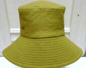 Retro Sun Hat in Chartreuse Linen - Women's Linen Sun Hat