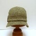 1920s Cloche in Olive Green and White Tweed with Leather Buckle - Made to Order