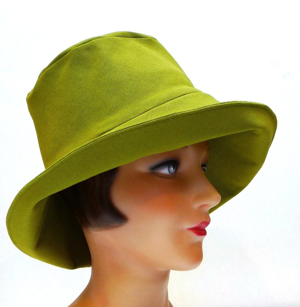 Retro Sun Hat in Cilantro Canvas - Made to Order in Your Size