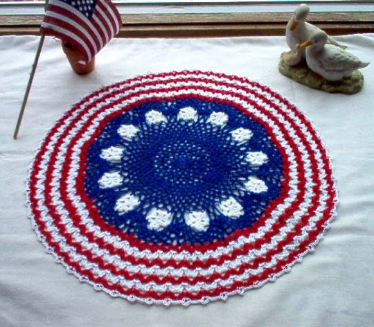 Patriotic Americana Crochet Thread Art Doily
