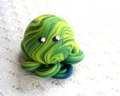 Awesome Little Octopus Mini Marble Friend in Blue Yellow Green Swirl