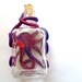 Miniature Upcycled Corked Glass Jar With Hand Sculpted Clay Octopus Wrap in Hot Pink and Royal Blue Swirl