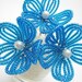 As seen on AOL's Aisle Dash-- hair pins, aqua turquoise blue flower blossom bobbies-  for brides, bridesmaids, flower girls