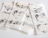 12 Recycled Music Heart Seals/Stickers