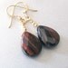 Red Tiger Eye Earrings, Gemstone Teardrop Briolettes, Goldfilled