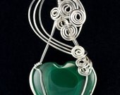 Malachite Heart Pendant in Sterling Silver