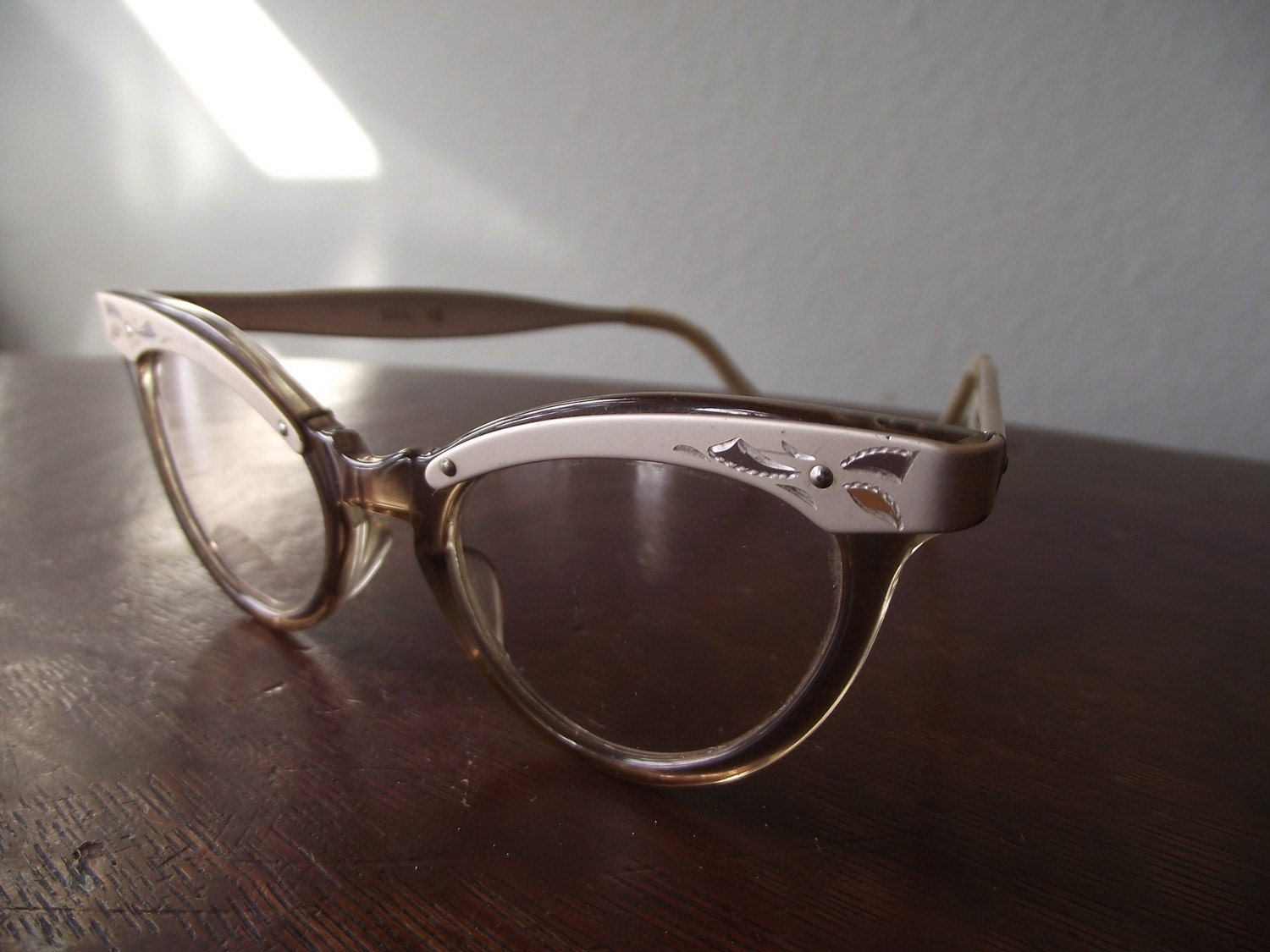 Aluminum and Smoke Cateye Eyeglass Frames