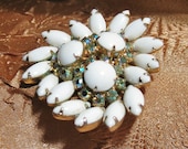 Vintage Milk Glass AB Brooch