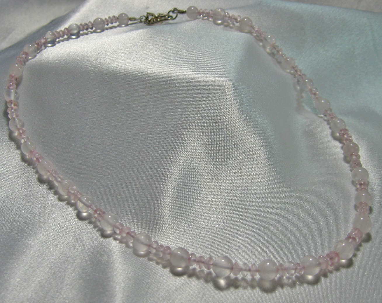 Beaded Glass Necklace Pale Pink Blush