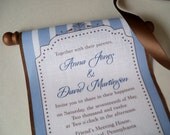 Art deco beach wedding invitation on striped scroll cotton fabric nautical destination - 25