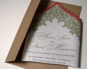 Vintage inspired printed lace handkerchief wedding invitation - 10