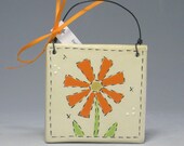 Wall Tile with Orange Daisy