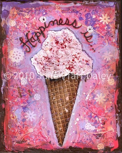 Happiness is 8 x 10 mixed media print by June Pfaff Daley