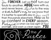 Personalized Family Prayer 8 by 10 print.